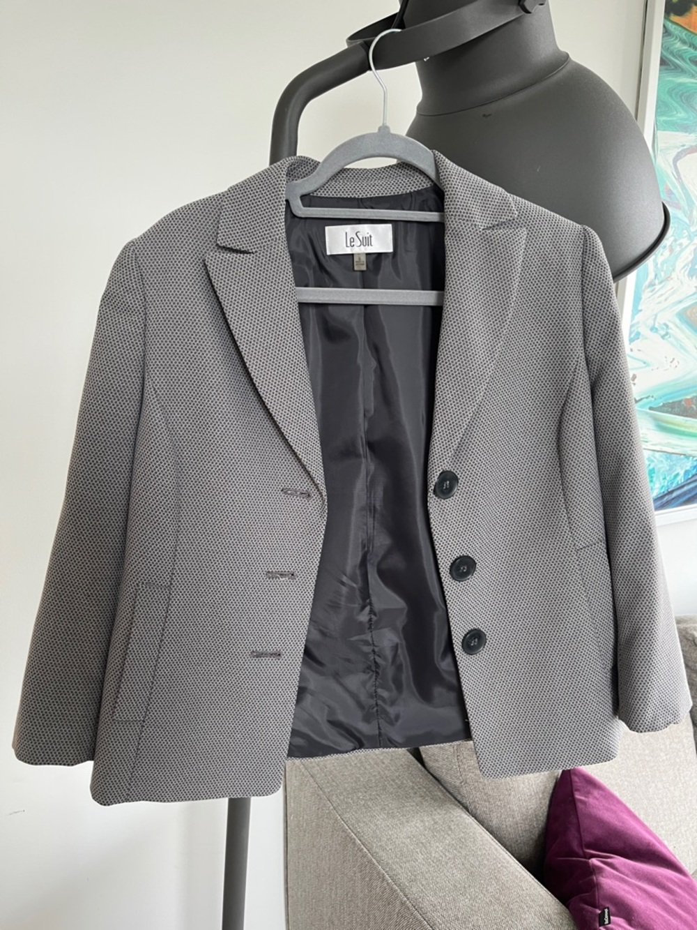 LeSuit Women’s Textured Grey Blazer (Size 6)